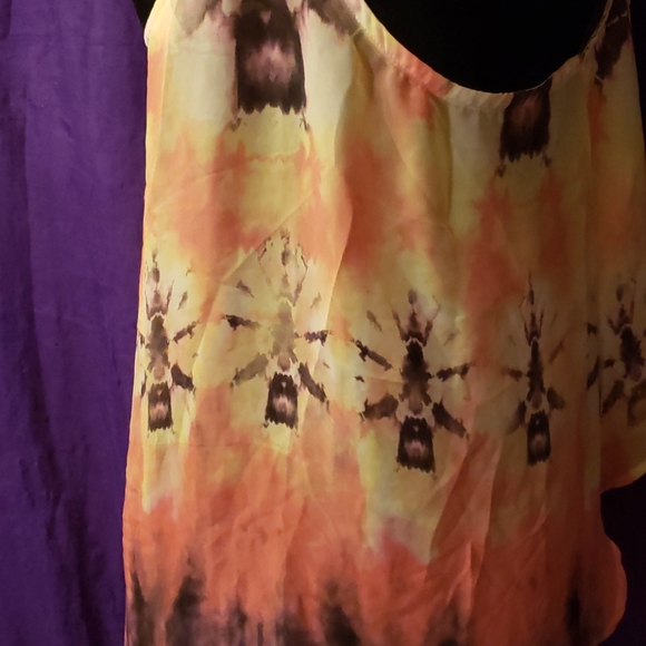 Agaci tie dye high low sheer tank top lg - Picture 5 of 6
